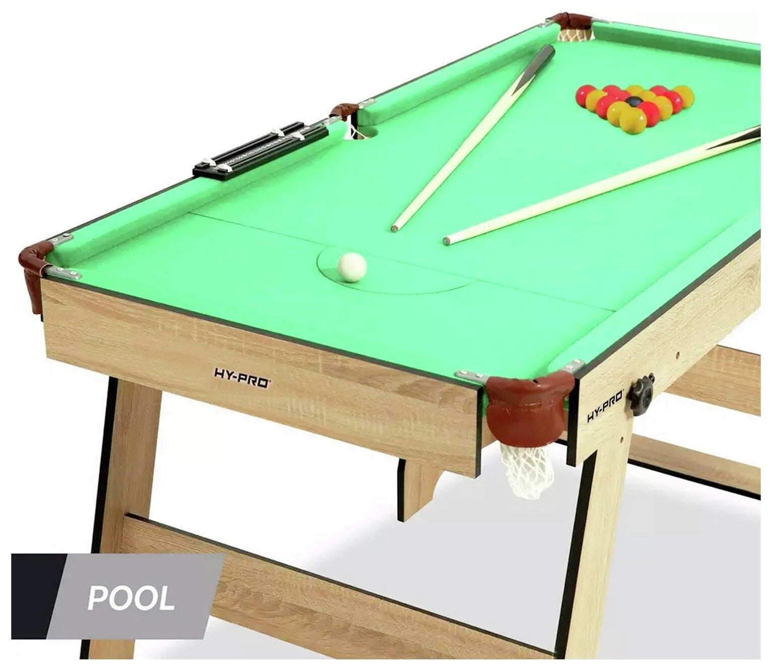 Hy-Pro 6ft Folding Snooker and Pool Table - Oak (B Grade)