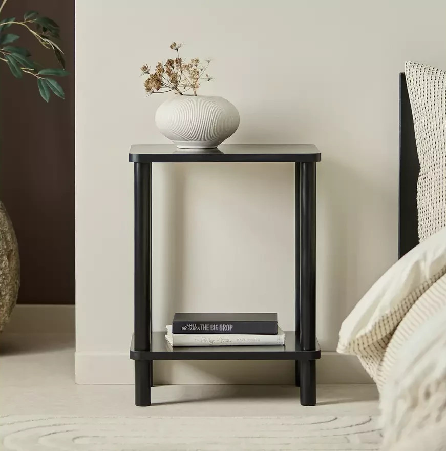Home Andrea Set of 2 Bedside Tables Black | Bedroom Nightstand Furniture Set