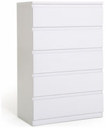 Home Jenson 5 Drawer Chest - Matte White | Sleek Storage Solution