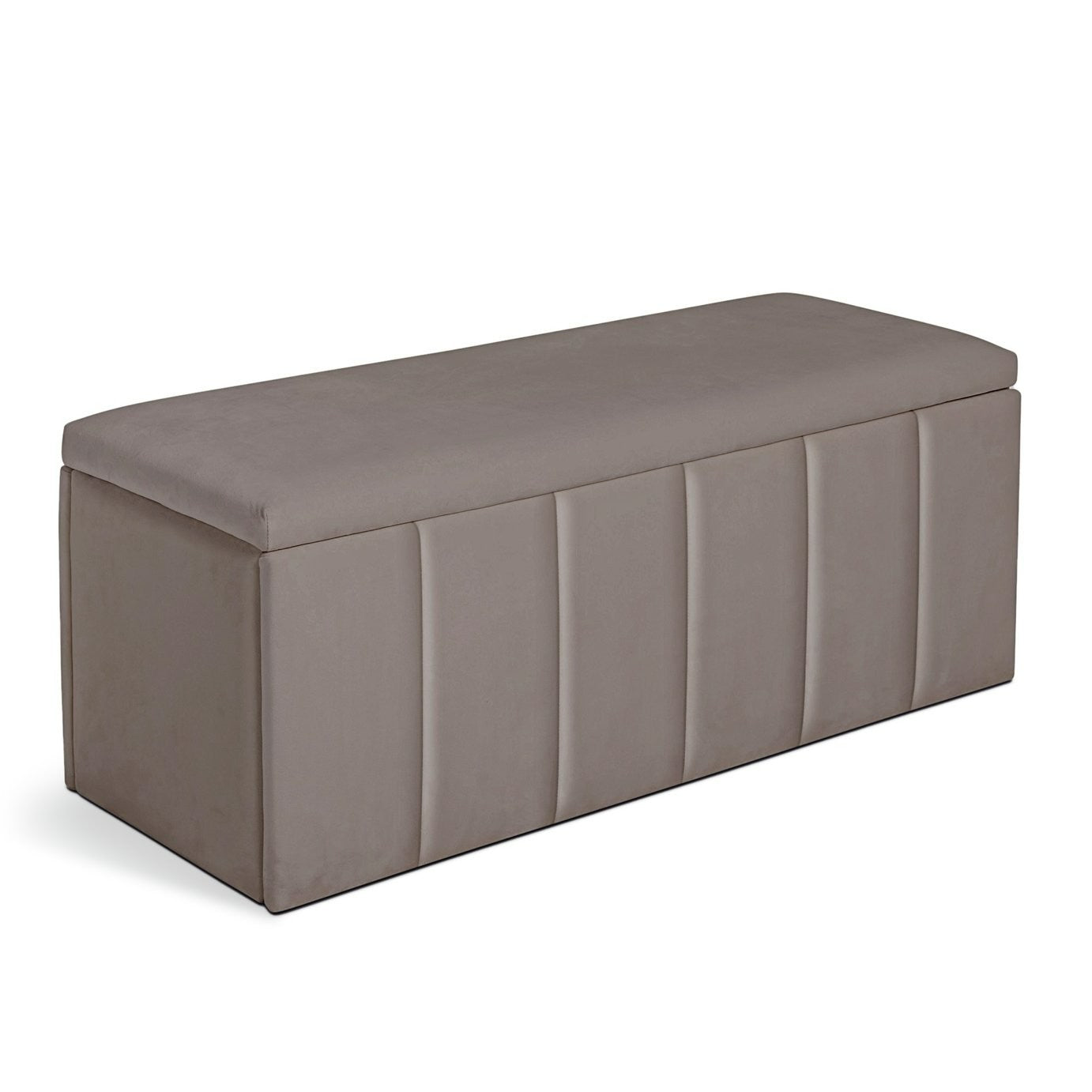 Home Pandora Velvet Storage Ottoman - Taupe | Soft Textured Surface