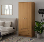Malibu 2 Door 2 Drawer Wardrobe - Oak Effect ( B Grade )