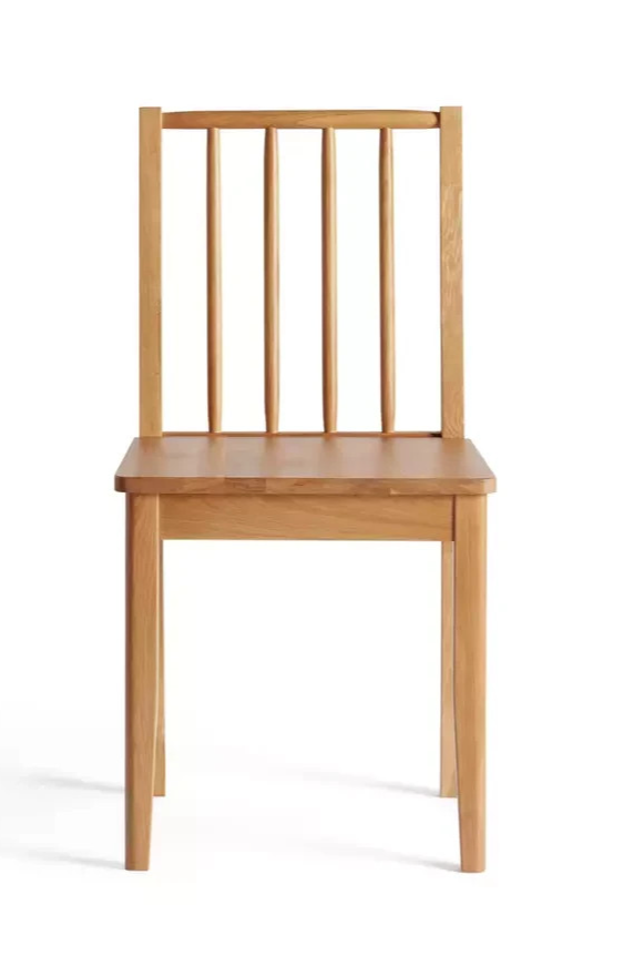 Nel Pair of Solid Wood Spindle Chairs Natural | Wooden Dining Chair Set