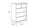 Kensington 5 Drawer Chest - Oak & Ivory