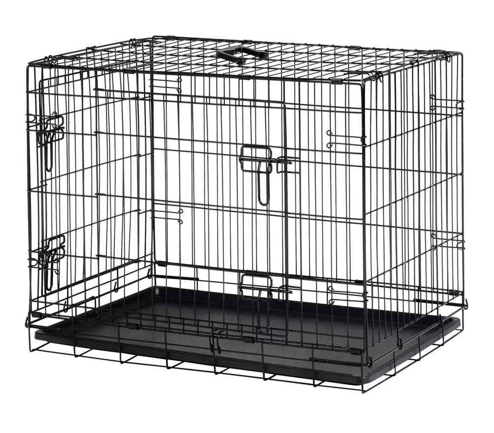 Double Door 30 Inch Pet Cage Medium | Metal Dog Crate Animal Kennel Furniture