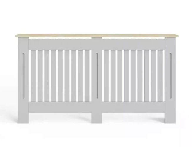GFW Longslow Large Radiator Cover Grey & Oak | Home Heating Cover Cabinet 