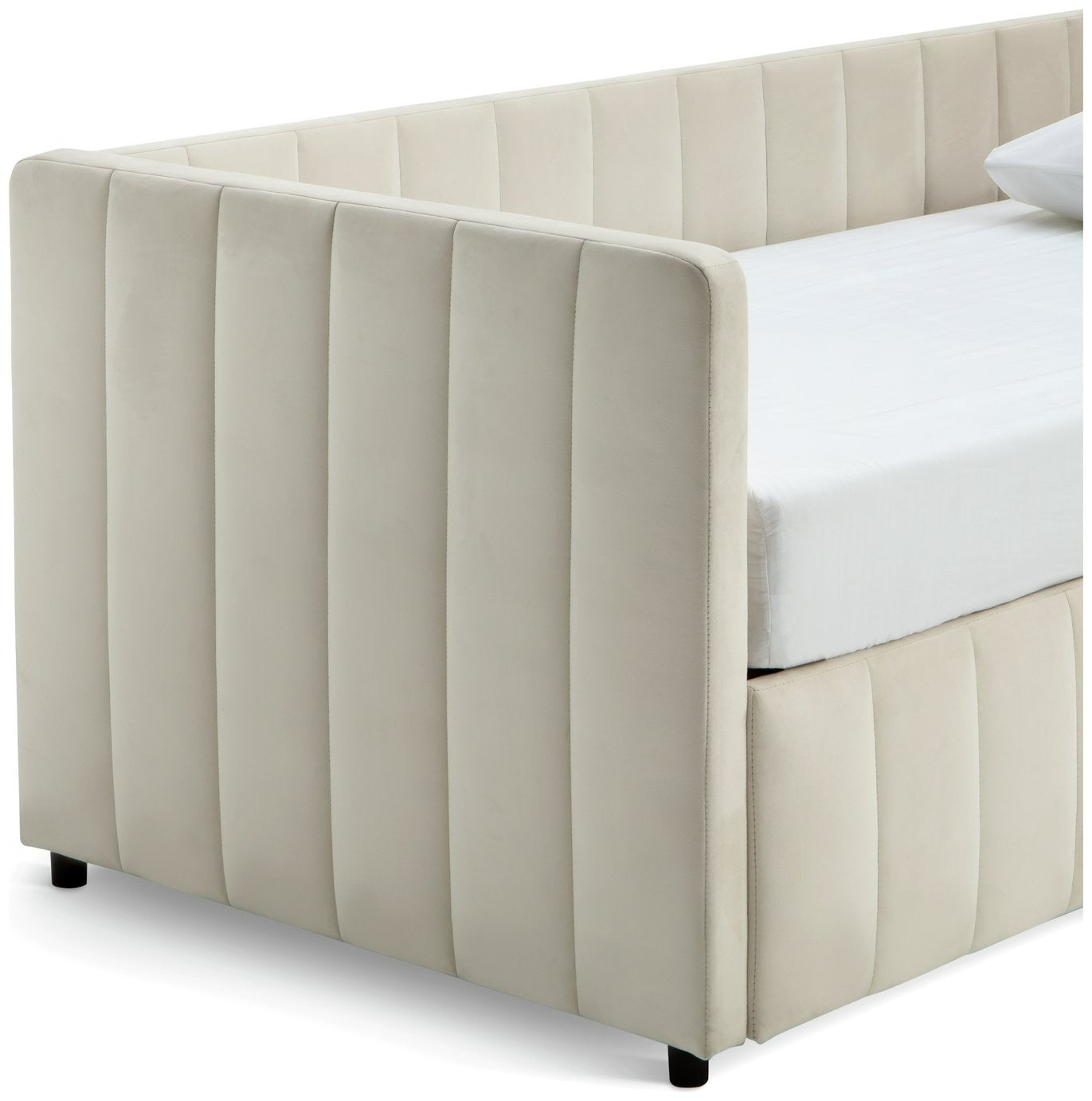 Home Pandora Velvet Trundle Day Bed - Cream | Practical Guest Setup