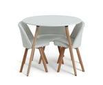 Habitat Quattro Modern Round Dining Table and 4 Chairs in White Faux Leather