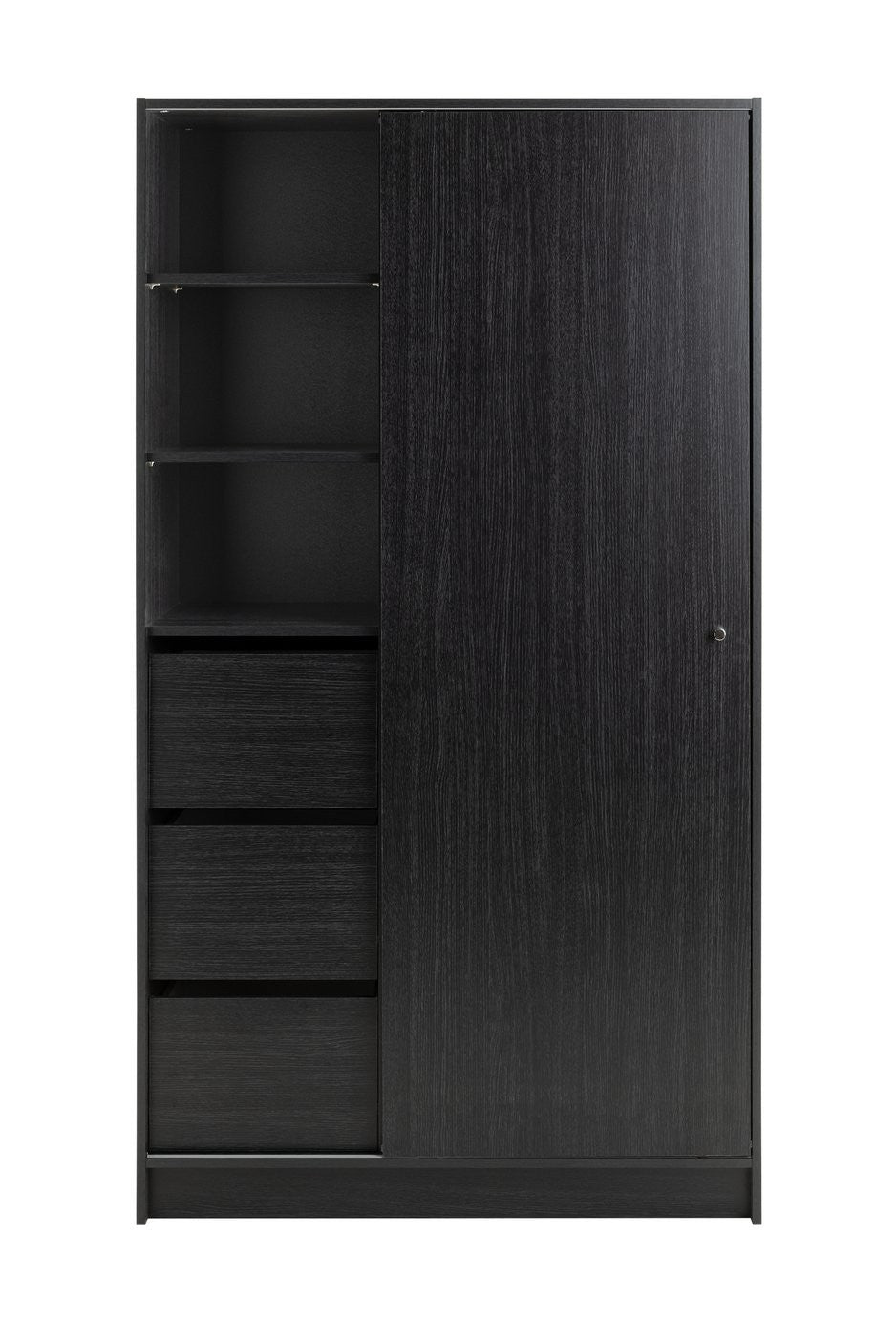Home Malibu 1 Door Sliding Wardrobe - Black | small space wardrobe