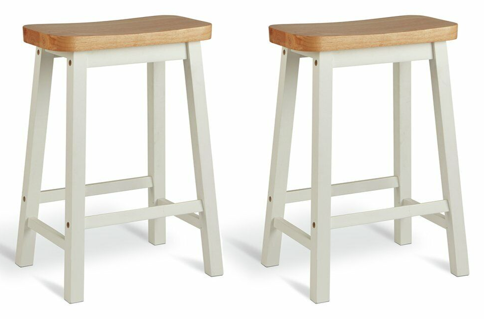 Habitat Pair of Saddle Bar Stools - Two Tone
