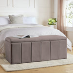 Home Pandora Velvet Storage Ottoman - Taupe | Soft Textured Surface