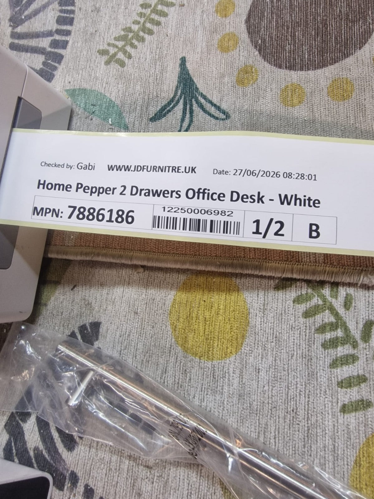 Home Pepper 2 Drawers Office Desk - White (B Grade)