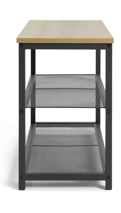 Home Loft Living 3 Tier Shoe Rack Oak & Black | Hallway Shoe Storage Organiser