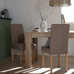 Pair of Midback Fabric Dining Chair - Brown | Upholstered Kitchen Furniture