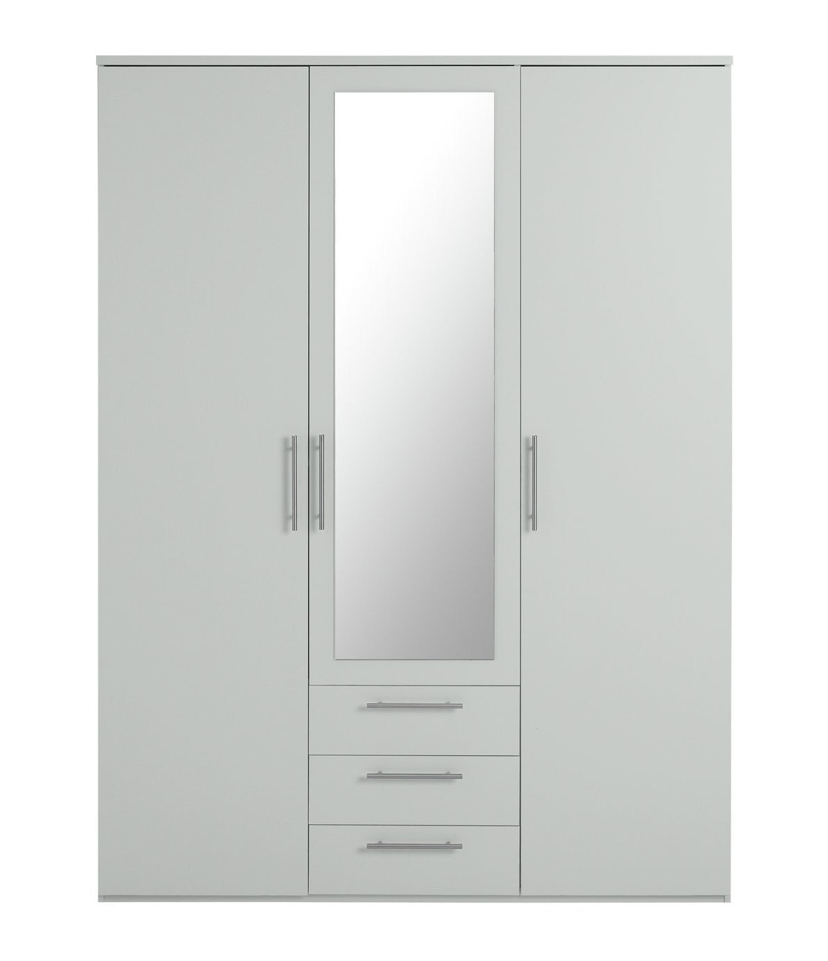 Home Brisbane 3 Door 3 Drawer Wardrobe – Grey | Sleek Neutral Aesthetic