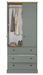 Kensington 2 Door 3 Drawer Wardrobe - Sage Green (B GRADE 1080)