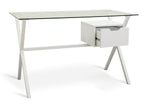 Habitat Dria 1 Drawer Office Desk White | Modern Glass Top Steel Frame Home Work