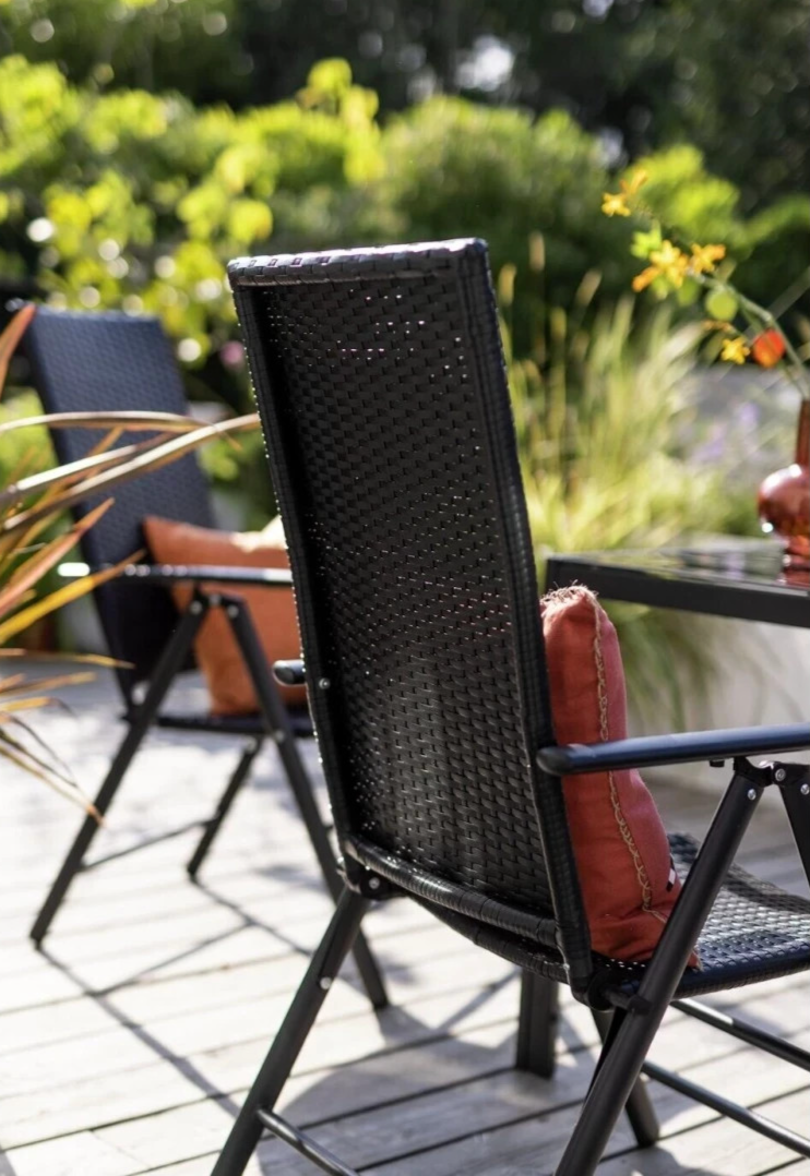 Hereford Folding 6 Seater Metal Patio Set - Black ( No Parasol )