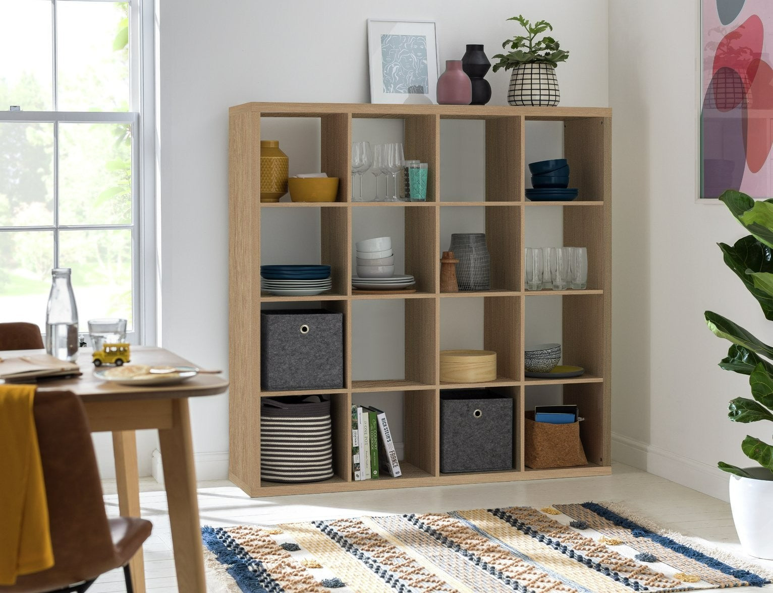 Squares Plus 16 Cube Storage Unit - Dark Oak | Contemporary Home Display