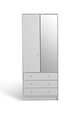 Home Malibu 2 Door 3 Drawer Mirror Wardrobe - White | Modern white wardrobe