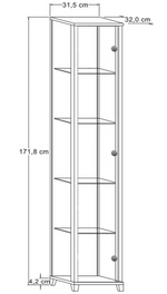 Home 1 Glass Door Display Cabinet Light Oak | Living Room Storage Cabinet Furnit