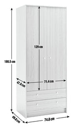 Malibu 2 Door 2 Drawer Wardrobe - Oak Effect ( B Grade )