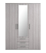 Home Brisbane 3 Door 3 Drawer Wardrobe – GreyOak | Wardrobe with storage