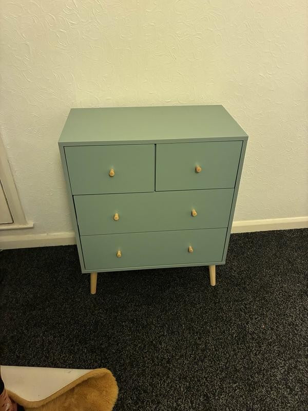 Otto 4 Drawer Chest Sage Green Storage Organiser Bedroom Furniture