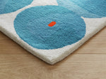 Tash Patterned Blue Wool Cut Pile Rug - 240x170cm