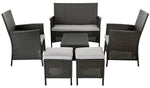 Home 6 Seater Rattan Effect Garden Sofa Set- Dark Grey | Outdoor Patio Furniture