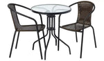 Home 2 Seater Rattan Effect Garden Bistro Set - Brown | Outdoor Patio Furniture