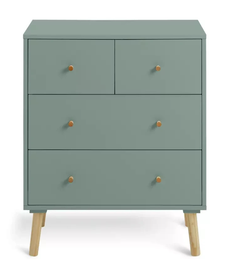 Otto 4 Drawer Chest Sage Green Storage Organiser Bedroom Furniture
