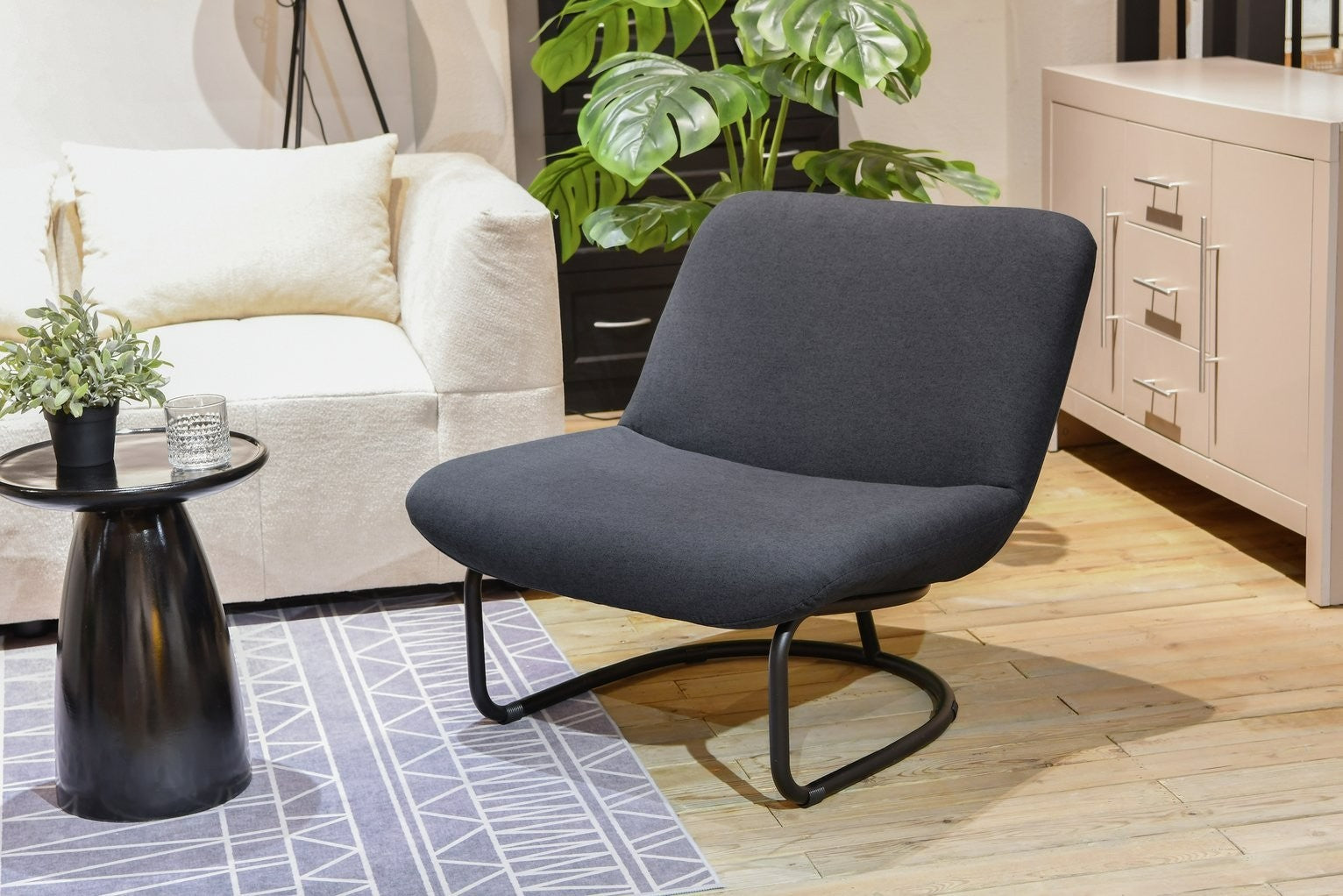 Oskar Fabric Accent Chair - Grey | Modern accent chair