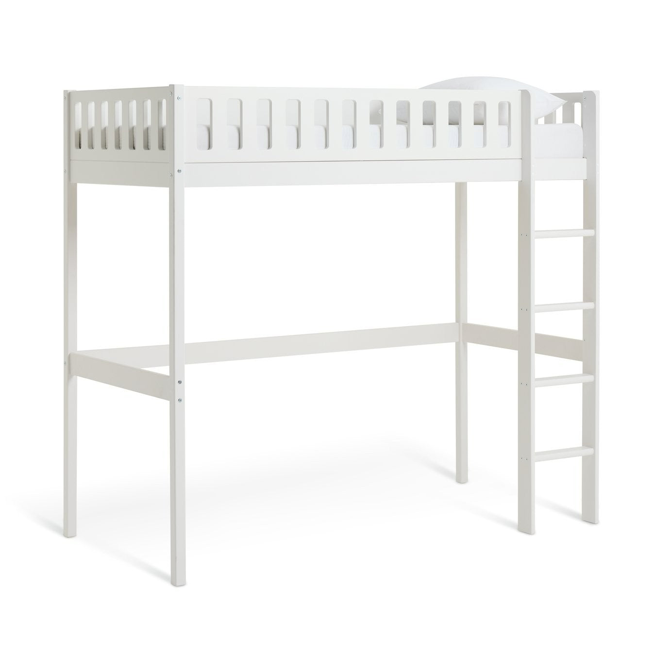 Ronnie High Sleeper Single Bed Frame - White | Space-saving high sleeper bed
