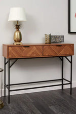 Lloyd Pascal Dark Chevron 2 Drawer Console Table - Brown