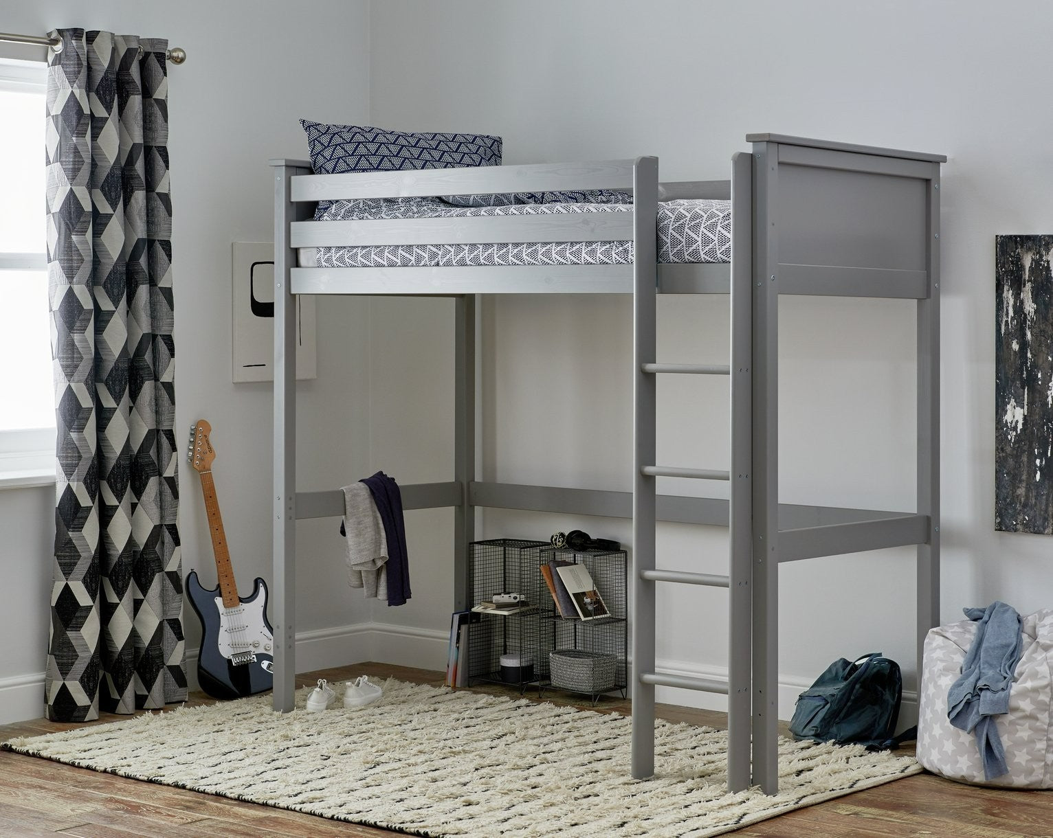 Brooklyn High Sleeper Bed Frame - Grey | Space Saving Design