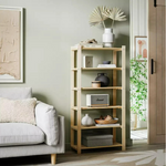 Home Karee 6 Tier Shelving Unit - Natural | Wood Effect Storage Shelf Bookcase