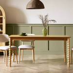 Blaire Bobbin Wood Veneer Dining Table Oak | Modern Wooden Dining Table