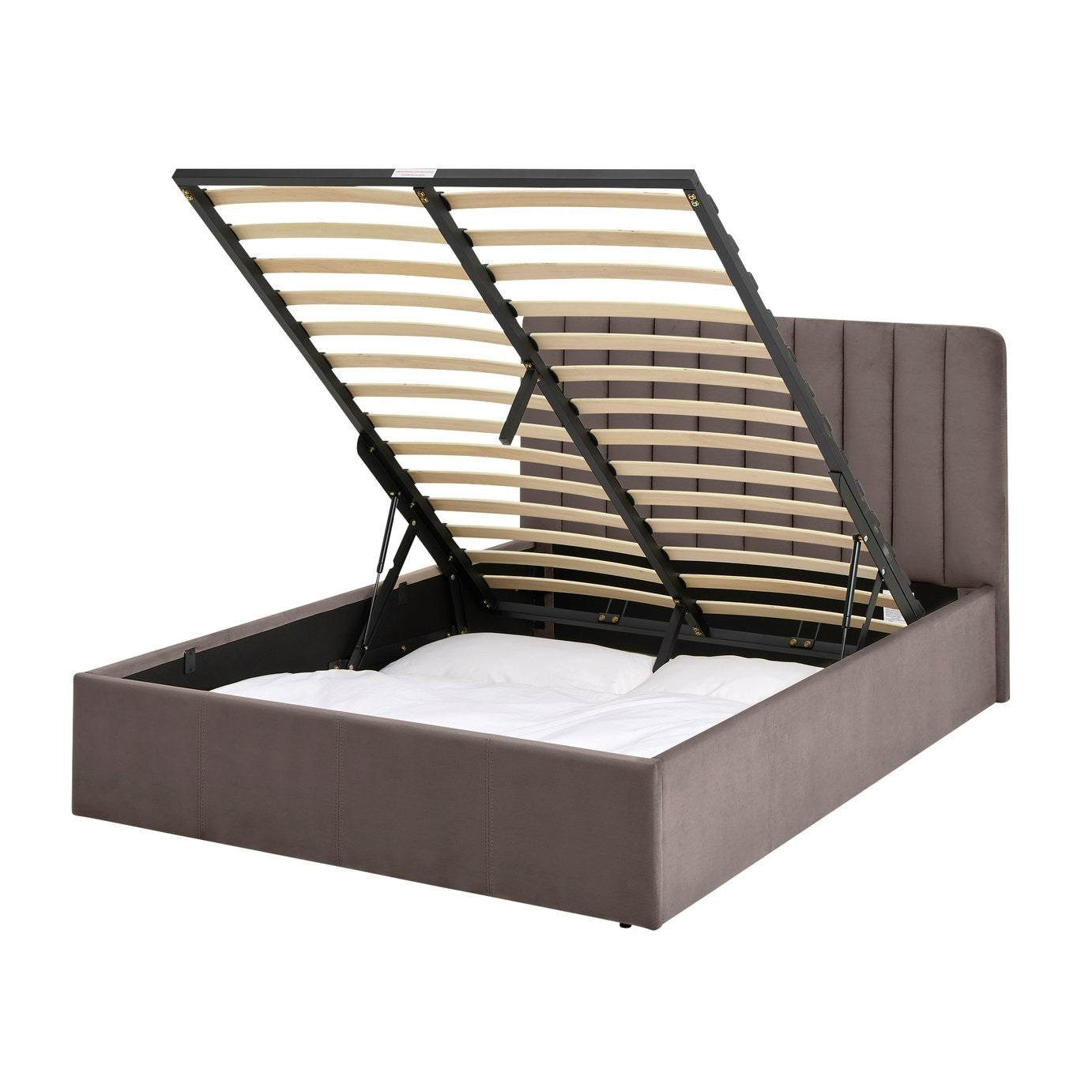 Home Pandora Small Double End Lift Ottoman Bed - Taupe | Organized Sleeping Area