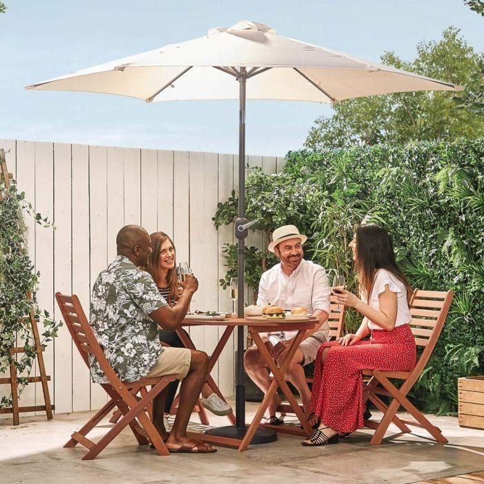 2.7m Steel Garden Parasol Ivory Cream | Outdoor Patio Sun Umbrella