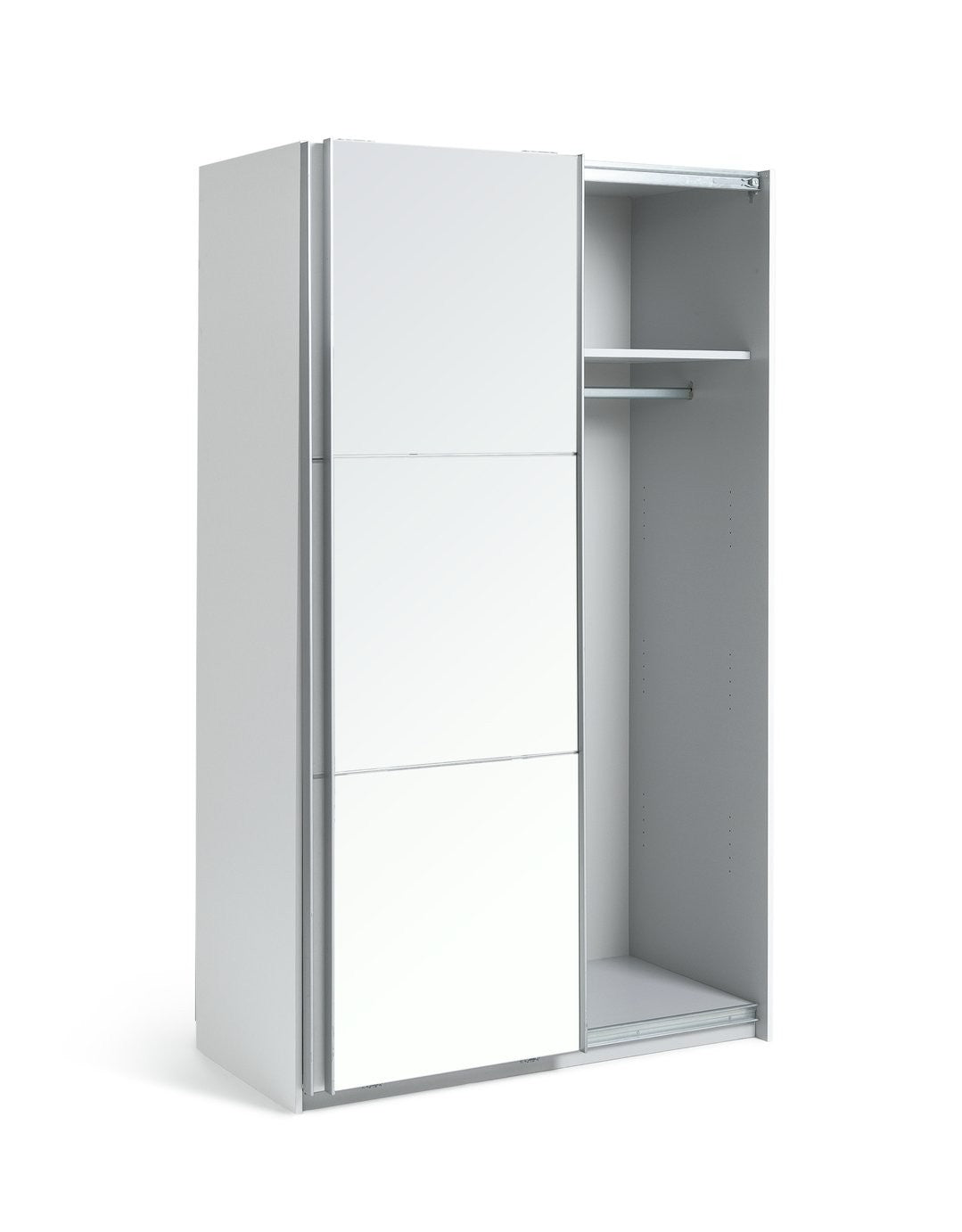 Holsted Half Mirror 120cm Sliding Wardrobe -White | Space-saving white wardrobe