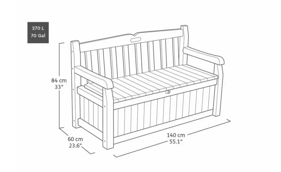 Keter Eden 265L Storage Bench Beige Green | Outdoor Garden Storage Seat