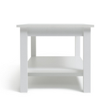 Home Malibu Coffee Table - White | Rectangular Living Room Table Storage Shelf