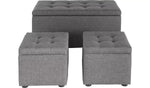 Home Wendover Fabric Ottoman with Stools Grey | Storage Ottoman Bench Furniture