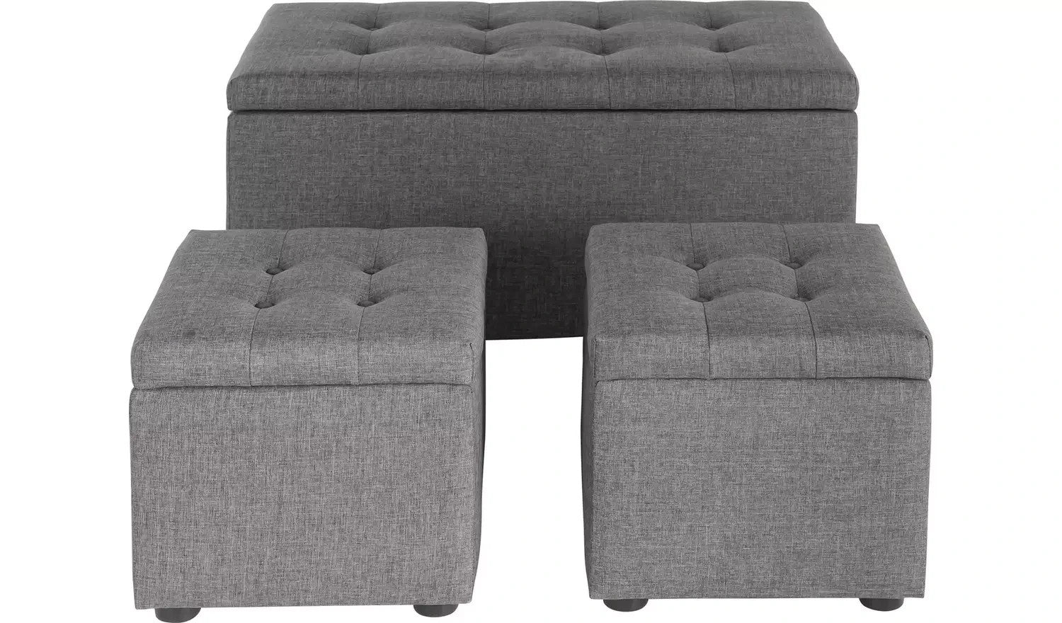 Home Wendover Fabric Ottoman with Stools Grey | Storage Ottoman Bench Furniture