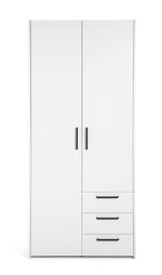 Oldham 2 Door 3 Drawer Wardrobe - White | Double door wardrobe white