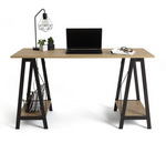 Habitat Trestle Table Office Desk Oak Effect | Industrial Style Home Office Desk
