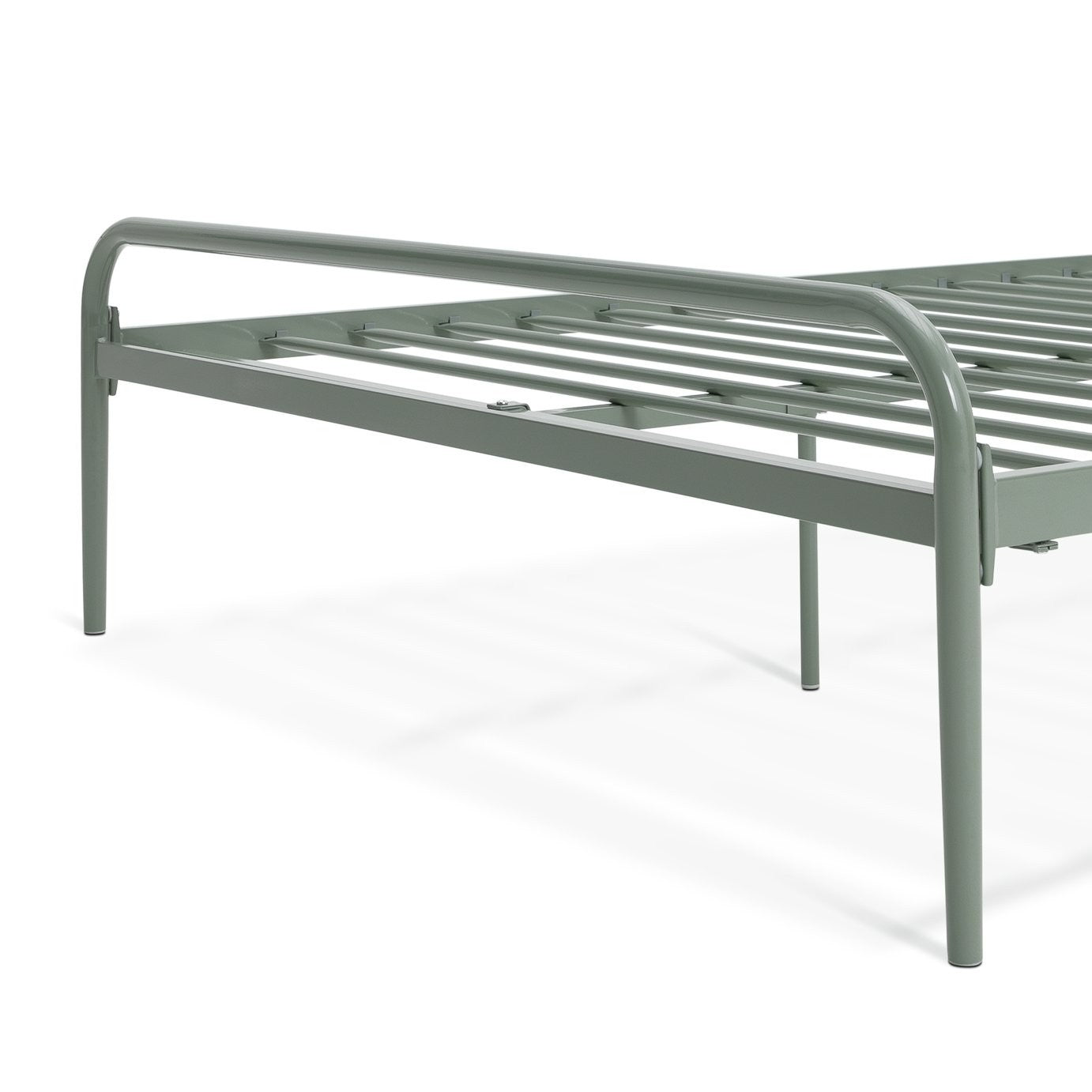 Kanso Double Metal Bed Frame - Sage Green | Sturdy Steel Frame with Slatted Base
