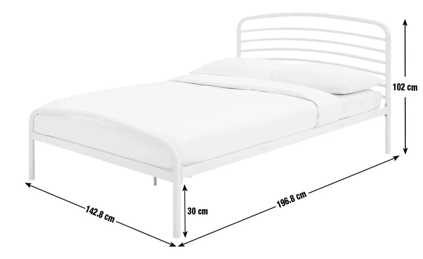 Jubilee Double Metal Bed Frame - Off White | Cream Metal Bed Frame Classic Style