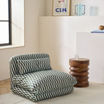 Lexi Single Fabric Chairbed - Blue & Green | Compact Guest Seating