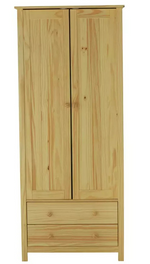 Home Scandinavia 2 Door 2 Drawer Wardrobe Pine | Bedroom Storage Furniture Unit